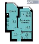 Продам 1-кімнатну квартиру, ЖК Sofia Nova, 40.40 м², без ремонту