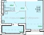 Продам 1-комнатную квартиру в новостройке, ЖК ул. Полтавский Шлях, 144, 46 м², без внутренних работ