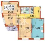 Продам 3-комнатную квартиру, ЖК Радужный, 74.60 м², без внутренних работ