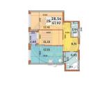Продам 2-комнатную квартиру, ЖК Урловский 1, 68 м², без внутренних работ
