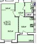 Продам 1-комнатную квартиру в новостройке, ЖК «Мира-3», 40 м², без внутренних работ