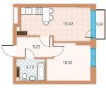 Продам 1-кімнатну квартиру, ЖК Twin House, 35.24 м², без внутрішніх робіт