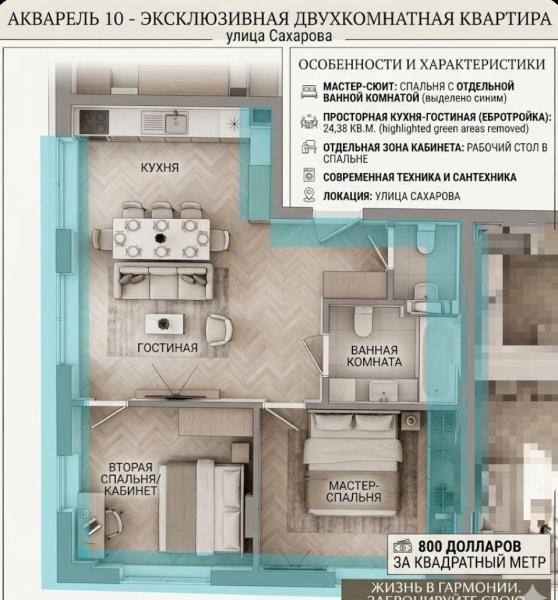 Продам 2-кімнатну квартиру в новобудові, ЖК&nbsp;«Акварель&nbsp;10»