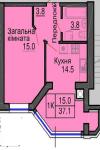 Продам 1-кімнатну квартиру, ЖК Sofia Nova, 37.10 м², без ремонту