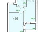 Продам 1-комнатную квартиру, 40.13 м², без внутренних работ
