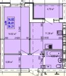 Продам 1-комнатную квартиру в новостройке, ЖК ул. Валентиновская, 49, 40 м², без внутренних работ