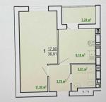 Продам 1-комнатную квартиру, 37 м², без внутренних работ