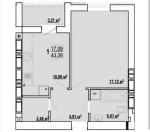 Продам 1-комнатную квартиру, ЖК&nbsp;«Гидропарк», 43.30 м², без внутренних работ