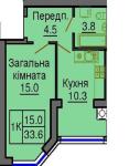 Продам 1-кімнатну квартиру, ЖК Sofia Nova, 33.60 м², євроремонт