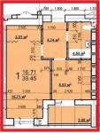 Продам 1-комнатную квартиру в новостройке, ЖК «Мира-3», 39.50 м², без внутренних работ