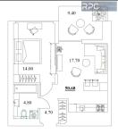 Продам 1-кімнатну квартиру, ЖК Unit.Home, 50.60 м², без внутрішніх робіт
