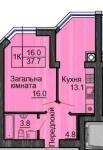 Продам 1-кімнатну квартиру, ЖК Sofia Nova, 37.70 м², без оздоблювальних робіт