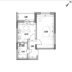 Продам 1-комнатную квартиру, ЖК «OK'LAND», 42.38 м², без внутренних работ