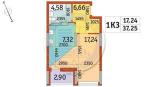 Продам 1-комнатную квартиру, ЖК Отрада, 37.25 м², без внутренних работ