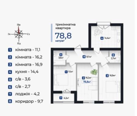 Продам 2-кімнатну квартиру, ЖК&nbsp;Козацький