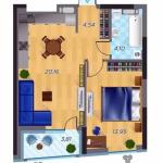 Продам 1-комнатную квартиру в новостройке, 46.56 м², косметический ремонт