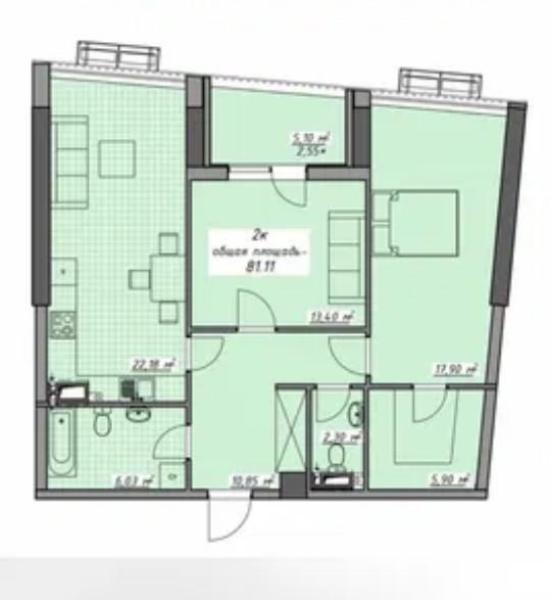 Продам 2-комнатную квартиру в новостройке, ЖК «Атмосфера»