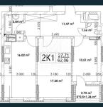 Продам 2-кімнатну квартиру, ЖК Відрада, 62 м², без ремонту