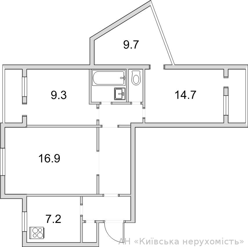 План трехкомнатной квартиры в панельном доме 9 этажей