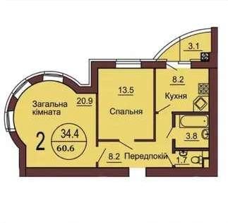 Продам 2-кімнатну квартиру, ЖК Софія Клубний
