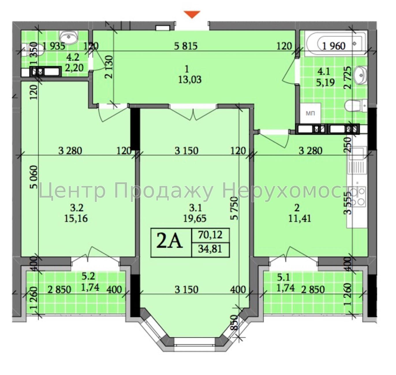 Фото 2-х кімнатна квартира 70.12м25