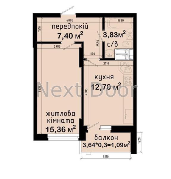 Продам 1-кімнатну квартиру, ЖК&nbsp;Авеню&nbsp;42