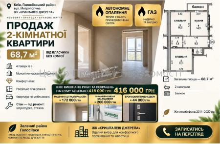 Продам 2-комнатную квартиру, ЖК&nbsp;Хрустальные&nbsp;источники