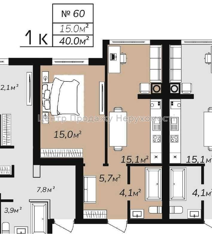 Фото Продаю 1-кімнатну квартиру, 6/7 поверх, 40 м², Софіївська Борщагівка18