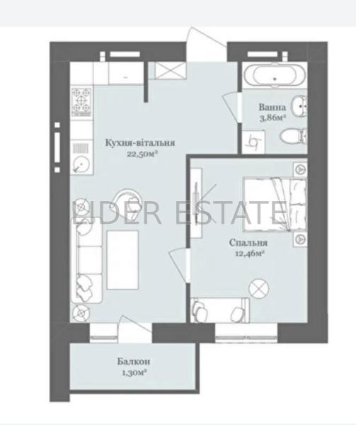 Продам 1-кімнатну квартиру, ЖК «West Towers»