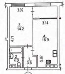 Продам 1-кімнатну квартиру, 43.30 м², без внутрішніх робіт